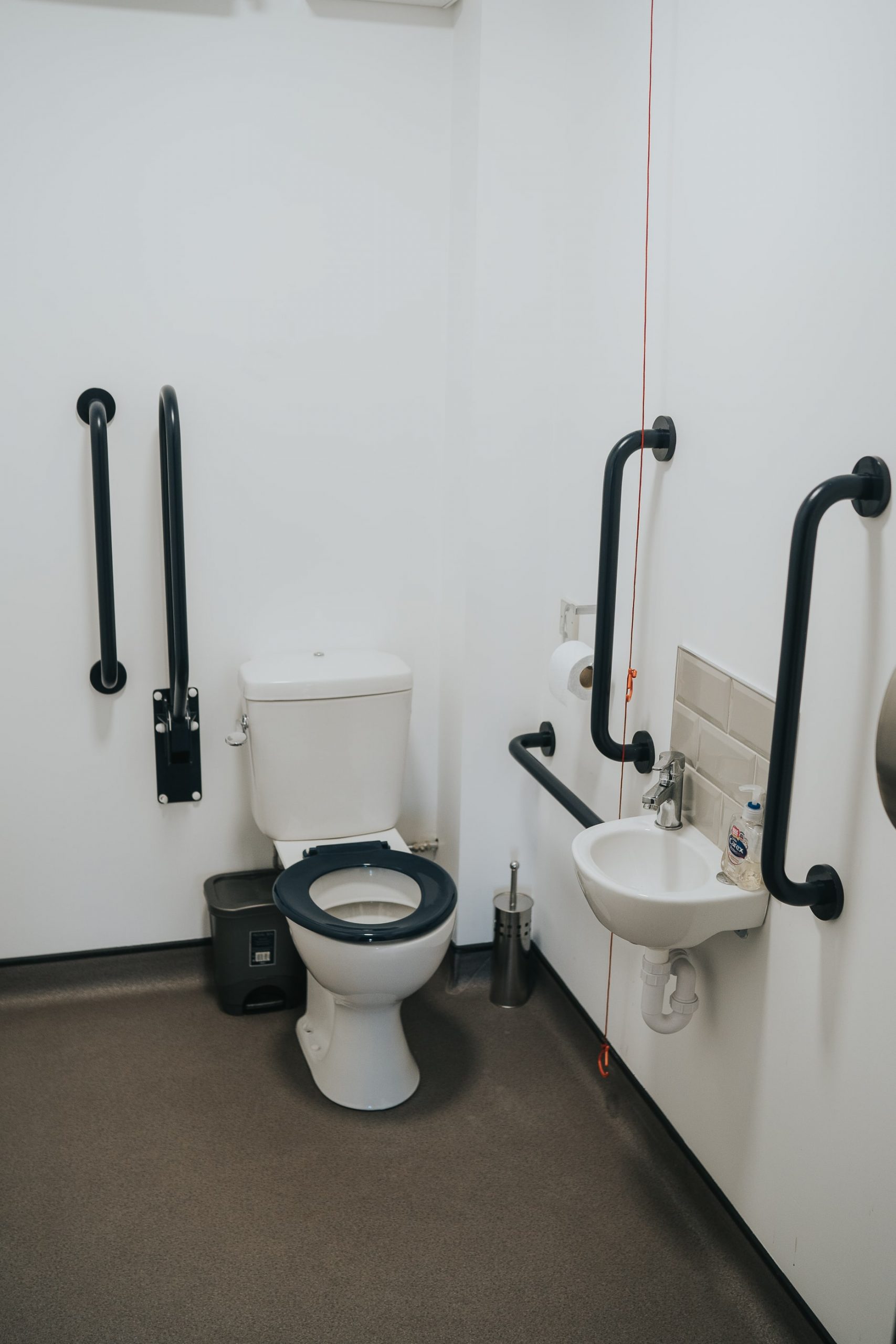 Modular unit disabled toilet and sink close up