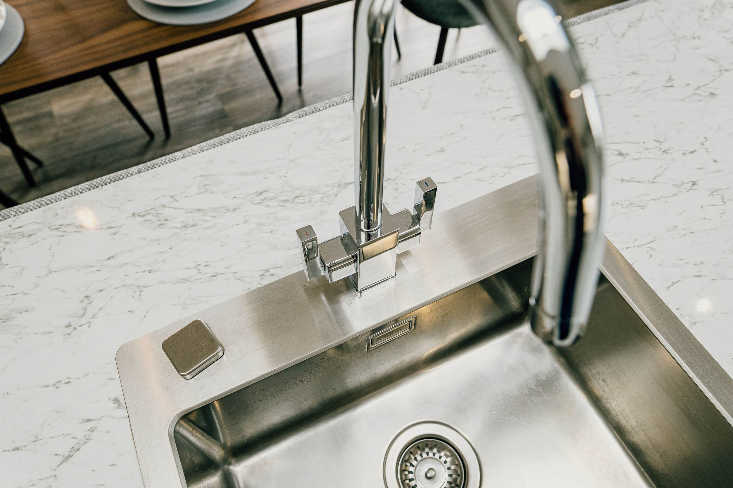 grey stainless steel tap